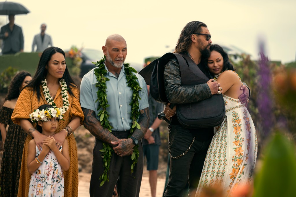 Lani (Maia Kealoha), Leila Hale (Roimata Fox), James Hale (Dave Bautista), Jonny Hale (Jason Momoa) and Haunani "Nani" Palakino (Frankie Adams) in The Wrecking Crew.