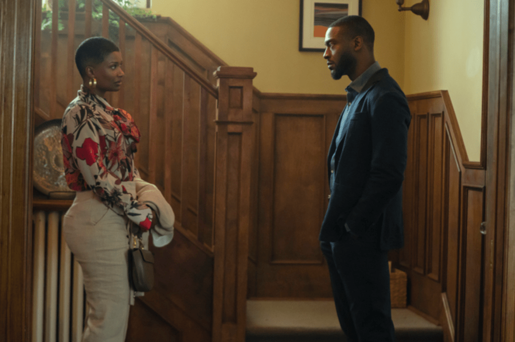 Samantha Walkes as Elle Monteiro and IaAldis Hodge as Alex Cross in Season 2 of Cross. (Photo courtesy of Ian Watson | Prime Video)