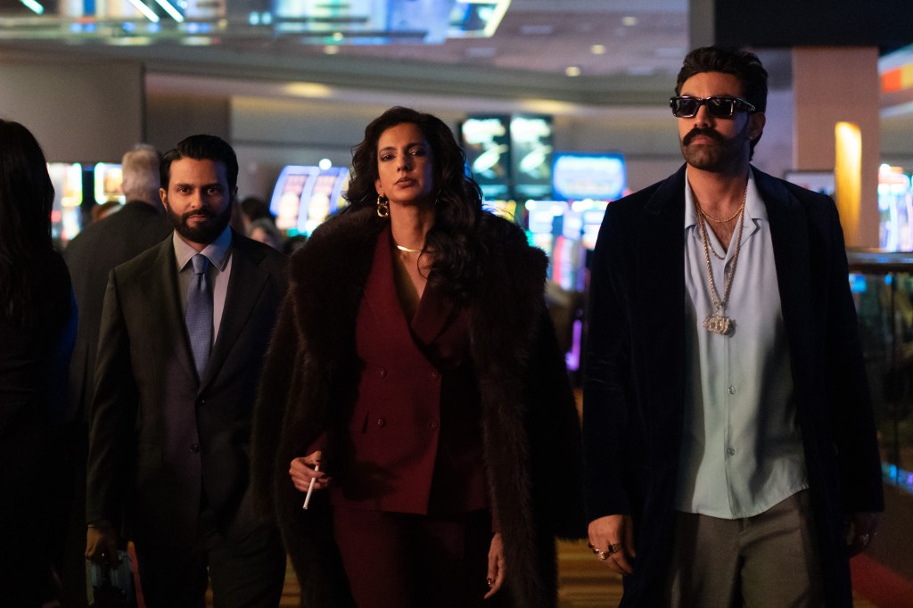 Asif Ali as Mir, Poorna Jagannathan as Lucky, Saagar Shaikh as Raj in season 2 of Deli Boys. (Photo courtesy of Disney | Sandy Morris)
