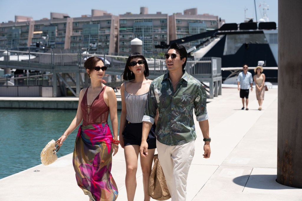 Celina Jade as Carrie Shen, Jessie Mei Li as Cola, and Chris Pang as Andrew Fung in The Season. (Photo courtesy of Disney+ | Hulu)