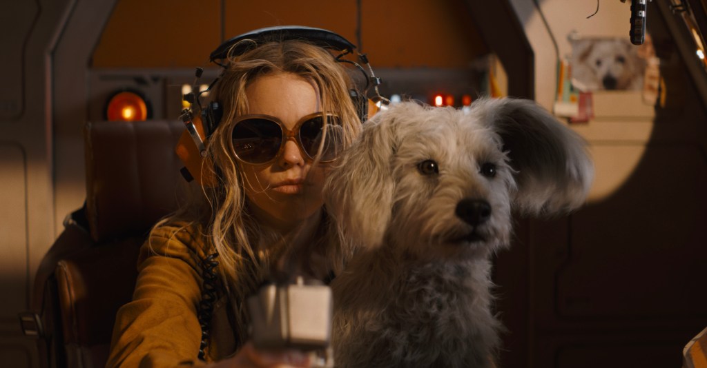 Milly Alcock as Kara with Krypto in Supergirl. (Photo courtesy of Warner Bros. Pictures | DC Studios)